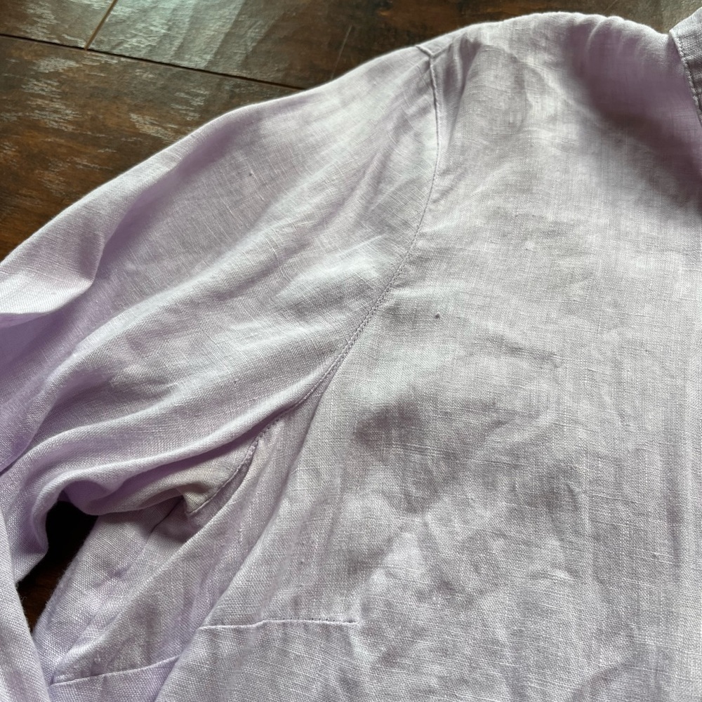 J.Jill Love Linen 100% Linen Purple Long Length Button Down Long Sleeve Size M - Picture 5 of 9